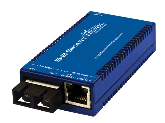 The MiniMc LFPT family is one of the industry’s smallest media converters measuring only 3.5 x 2 inches and offers Link Fault Pass Through (LFPT) for ease of troubleshooting fault conditions. Copper distances can be extended 2 km to 80 km with DIN Rail or rack mount bracket mounting options. 